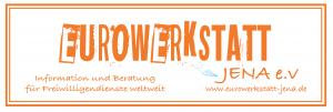 Das weiß-orangene Logo der Eurowerkstatt Jena e. V.